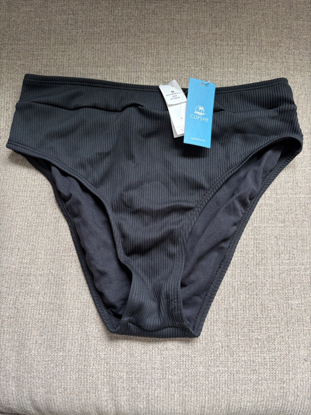 Cupshe Ribbed Bikini Bottom. Medium. Black. NWT